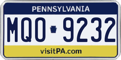 PA license plate MQO9232