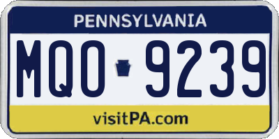 PA license plate MQO9239