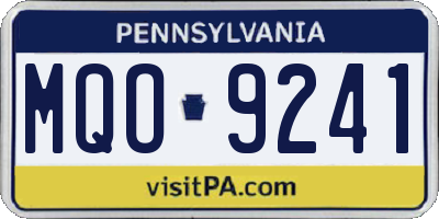 PA license plate MQO9241