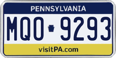 PA license plate MQO9293