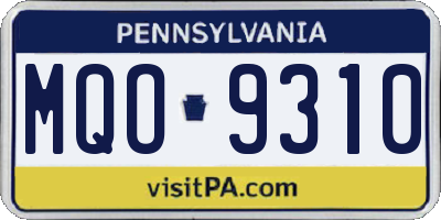 PA license plate MQO9310
