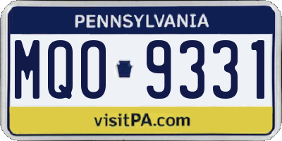 PA license plate MQO9331