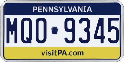 PA license plate MQO9345