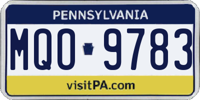 PA license plate MQO9783