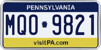 PA license plate MQO9821
