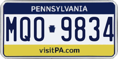 PA license plate MQO9834