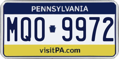 PA license plate MQO9972