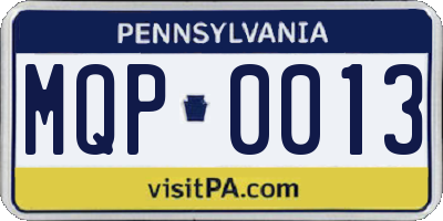 PA license plate MQP0013