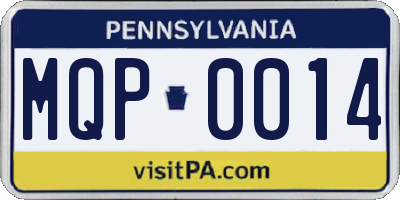 PA license plate MQP0014