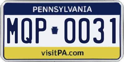 PA license plate MQP0031