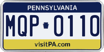 PA license plate MQP0110