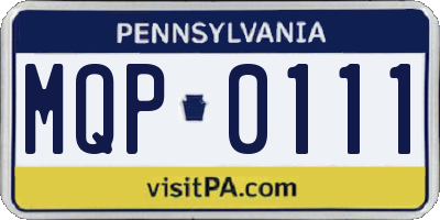 PA license plate MQP0111