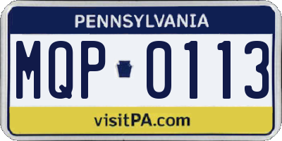 PA license plate MQP0113