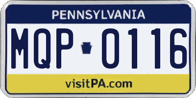 PA license plate MQP0116