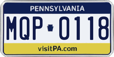 PA license plate MQP0118
