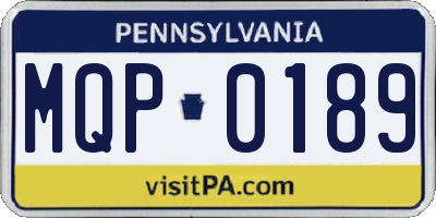 PA license plate MQP0189