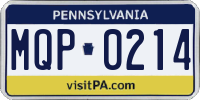 PA license plate MQP0214