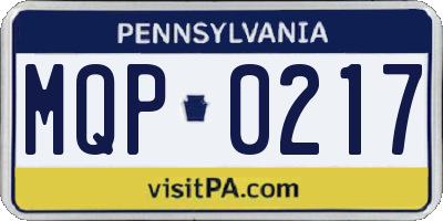 PA license plate MQP0217