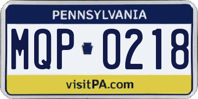 PA license plate MQP0218