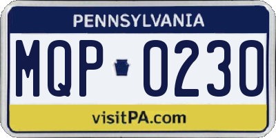 PA license plate MQP0230
