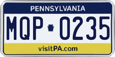 PA license plate MQP0235