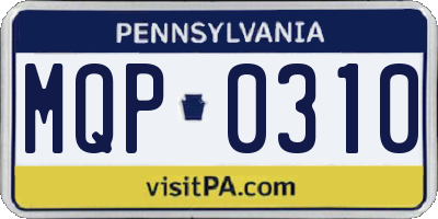 PA license plate MQP0310