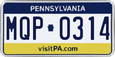 PA license plate MQP0314