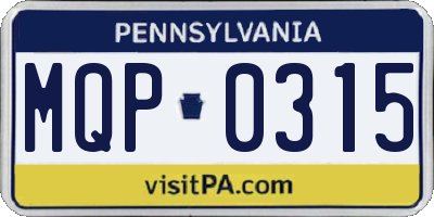 PA license plate MQP0315