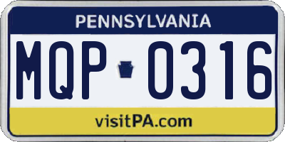 PA license plate MQP0316