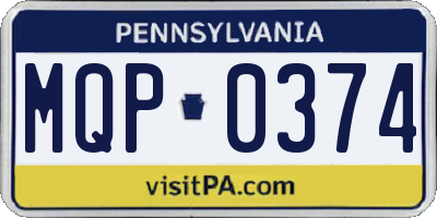 PA license plate MQP0374