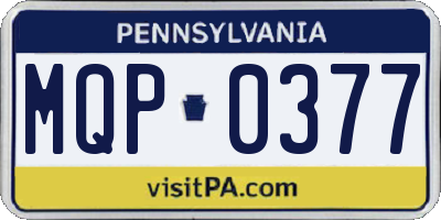 PA license plate MQP0377