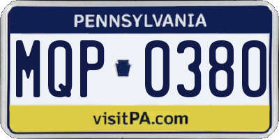 PA license plate MQP0380