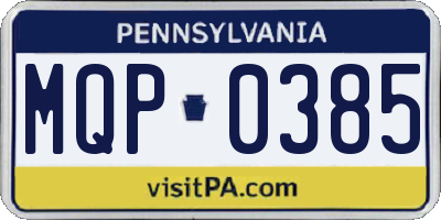 PA license plate MQP0385