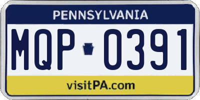 PA license plate MQP0391