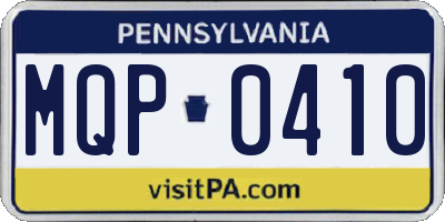 PA license plate MQP0410