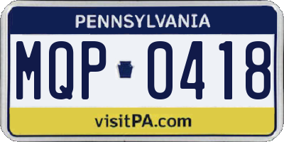 PA license plate MQP0418