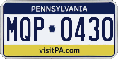 PA license plate MQP0430