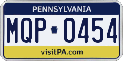 PA license plate MQP0454