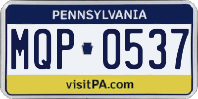 PA license plate MQP0537
