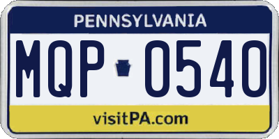 PA license plate MQP0540