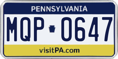 PA license plate MQP0647