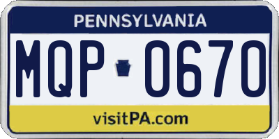 PA license plate MQP0670