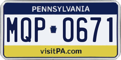 PA license plate MQP0671