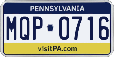 PA license plate MQP0716