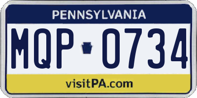 PA license plate MQP0734