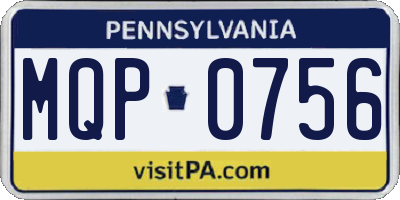 PA license plate MQP0756