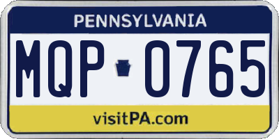 PA license plate MQP0765