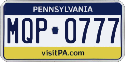 PA license plate MQP0777