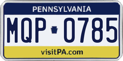 PA license plate MQP0785