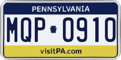 PA license plate MQP0910
